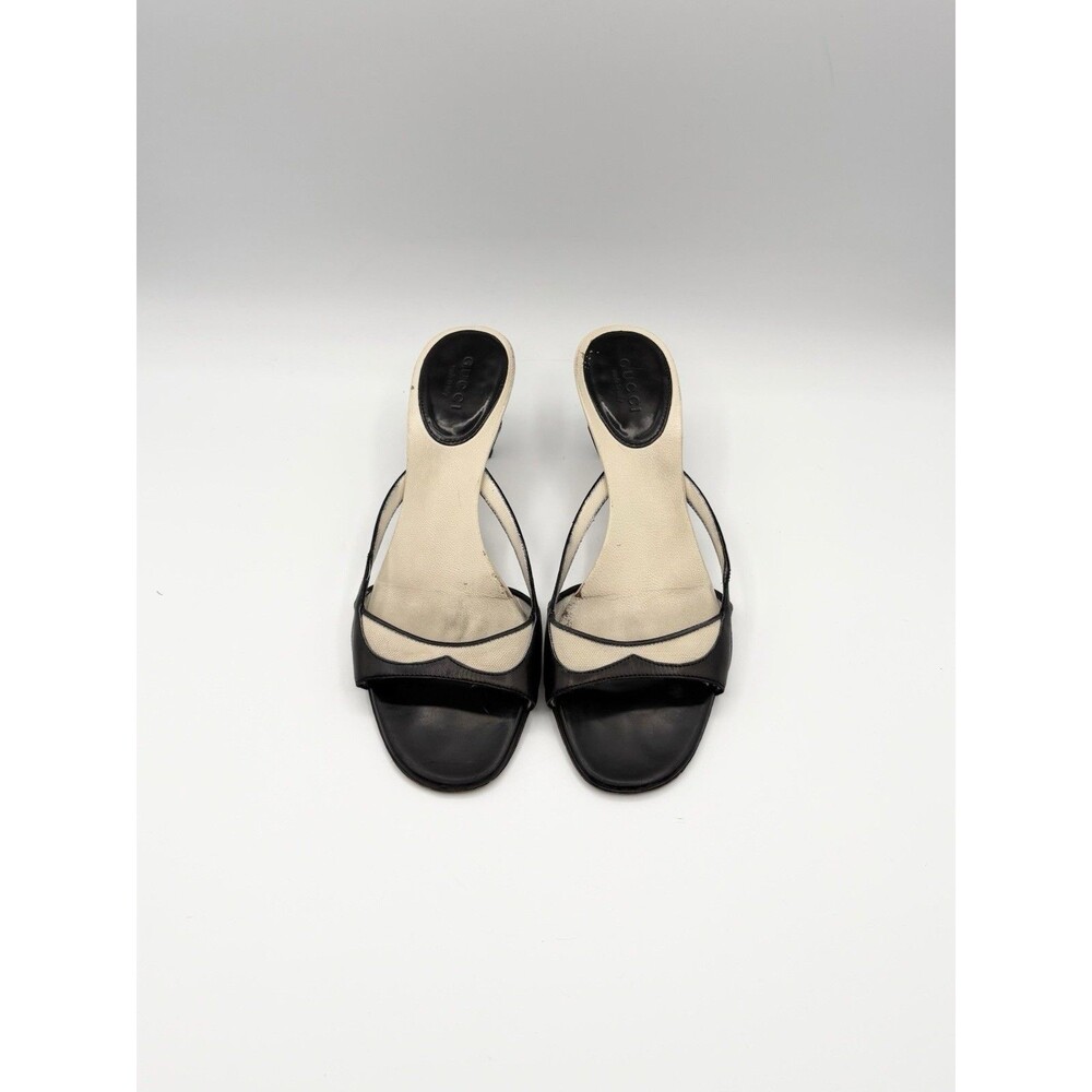 Gucci Black Leather & Canvas Kitten Heels Vintage Y2K Size EU 35.5 - Picture 2 of 13